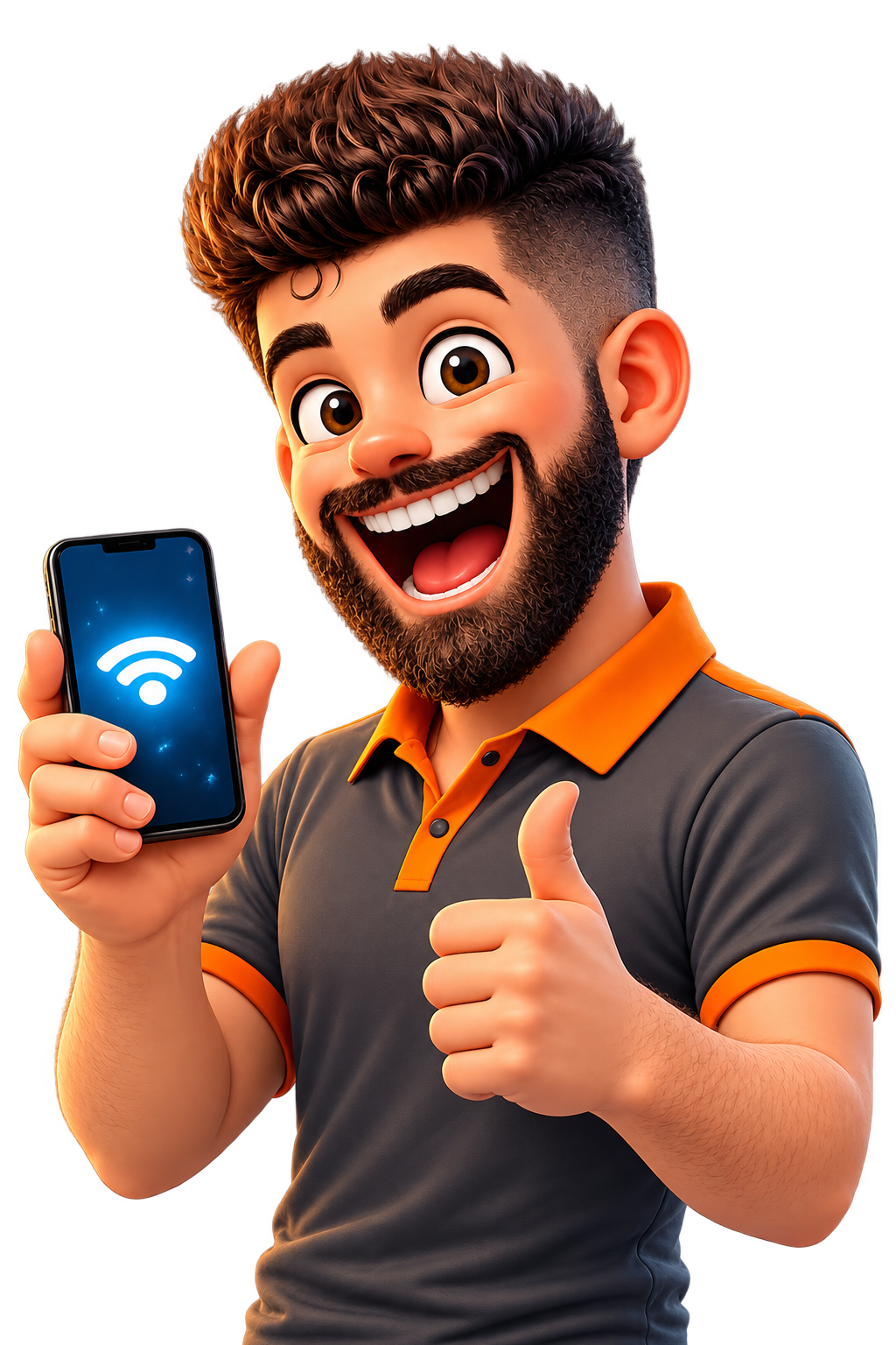 Mascote da NEXO Telecom fazendo sinal de positivo